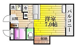 Yビル弐番館 1Kの間取図画像