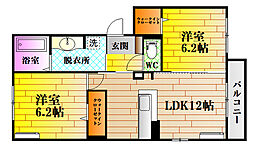 Contento 2LDKの間取図画像