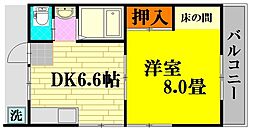奥井アパートB 1DKの間取図画像