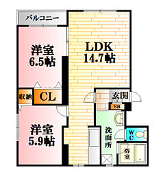 ヴェントフィオーレ 2LDKの間取図画像
