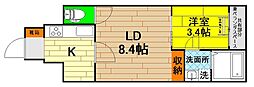 和FLAG 1LDKの間取図画像