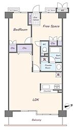 エンゼルフォレシス新宿町 1LDKの間取図画像