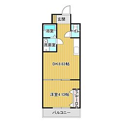 サンヴィラ中津 1DKの間取図画像