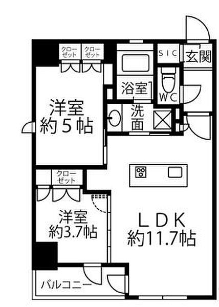 クリオラベルヴィ新富町 501｜東京都中央区新富２丁目(賃貸マンション2LDK・5階・45.91㎡)の写真 その2