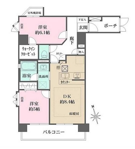 ベネヴィータ市ヶ谷銀杏坂 802｜東京都新宿区市谷薬王寺町(賃貸マンション2DK・8階・55.55㎡)の写真 その2