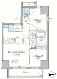 アーバネックス上野元浅草 5階2LDKの間取り