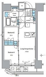 ルフォンプログレ田原町 8階2LDKの間取り