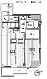 シーズンフラッツ蔵前パークフロント 4階1LDKの間取り