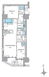 ルフォンプログレ上野稲荷町 14階2LDKの間取り