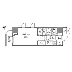 グランパセオ両国(GRAN PASEO両国) 2階1Kの間取り
