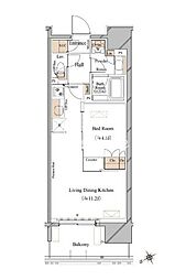 ブランシエスタ浅草蔵前 1LDKの間取図画像