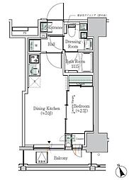 ONEROOFRESIDENCE浅草橋 1DKの間取図画像