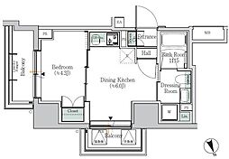 ONEROOFRESIDENCE浅草橋 1DKの間取図画像