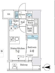 VIEQUBRIGHT湯島 1DKの間取図画像