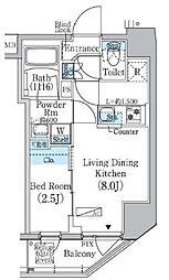 PrimeBliss蔵前 1DKの間取図画像