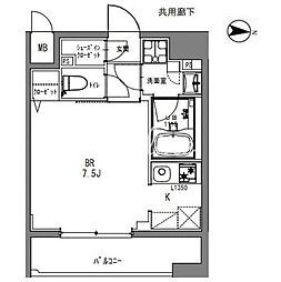 ラドゥセール秋葉原 ワンルームの間取図画像