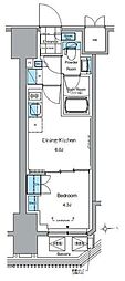 ルフォンプログレ田原町 1DKの間取図画像