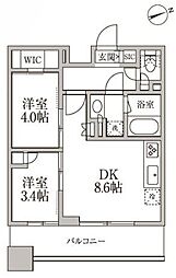 レジディア新御徒町2 2DKの間取図画像