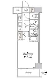 MYRIARESIDENCE浅草橋 1Kの間取図画像