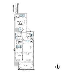 パークアクシス新御徒町イースト 2DKの間取図画像