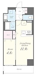 ルーツ両国東京 1LDKの間取図画像