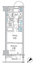 パークアクシス品川南大井パークフロント 4階1DKの間取り