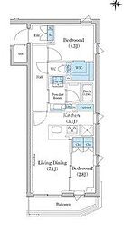 スタイリオ池上サウス 3階2LDKの間取り