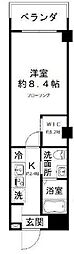 エヌフラッツ大森山王 3階1Kの間取り