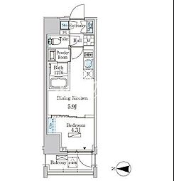 ザ・ライオンズフォーシア蒲田 1DKの間取図画像
