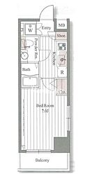 ドゥーエ大森 1Kの間取図画像