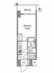 ディームス品川南大井 1Kの間取図画像