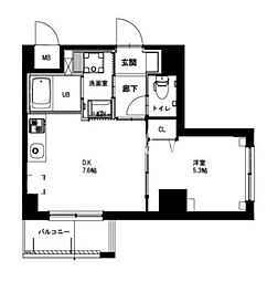 VERFLAT 1DKの間取図画像