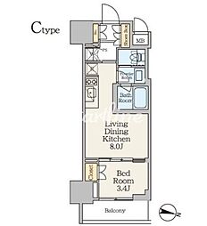 CRESTCOURT池上 1LDKの間取図画像