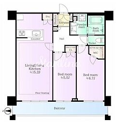 クレストタワー品川シーサイド 2LDKの間取図画像
