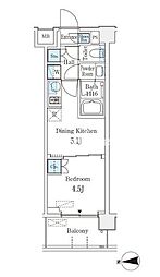 ベルファース品川大井町 1DKの間取図画像
