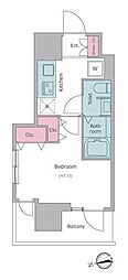 レジディア大森2 1Kの間取図画像