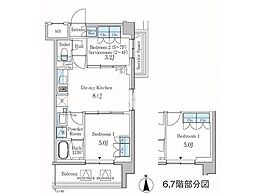 PARKAXIS蒲田 2DKの間取図画像