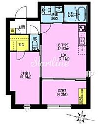 アドレアーバン大森町A 2LDKの間取図画像