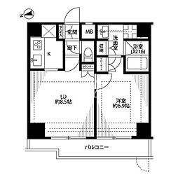 プレール・ドゥーク大森2 1LDKの間取図画像