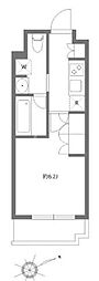 ASYLCOURT東大井 1Kの間取図画像