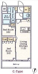 クレストコート池上六丁目 2LDKの間取図画像