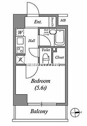 コンフォートタイムオオモリ 1Kの間取図画像