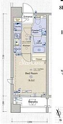リファイズ品川南 1Kの間取図画像