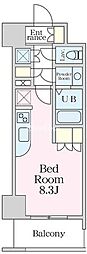 エスティメゾン大井仙台坂 ワンルームの間取図画像