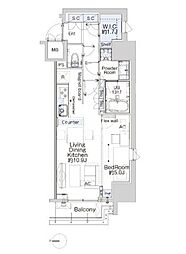 ベルファース蒲田West 1LDKの間取図画像