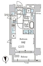 パークアクシス大森 ワンルームの間取図画像