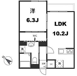 エスフラットV(S-FLAT V) 1LDKの間取図画像
