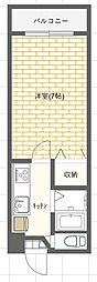 愛宕ハイツノア 1Kの間取図画像