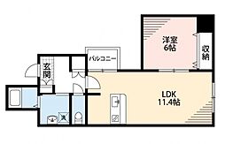 ベリーノ中央通り 9階1LDKの間取り