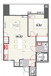 THEKAMINOBORI 1LDKの間取図画像